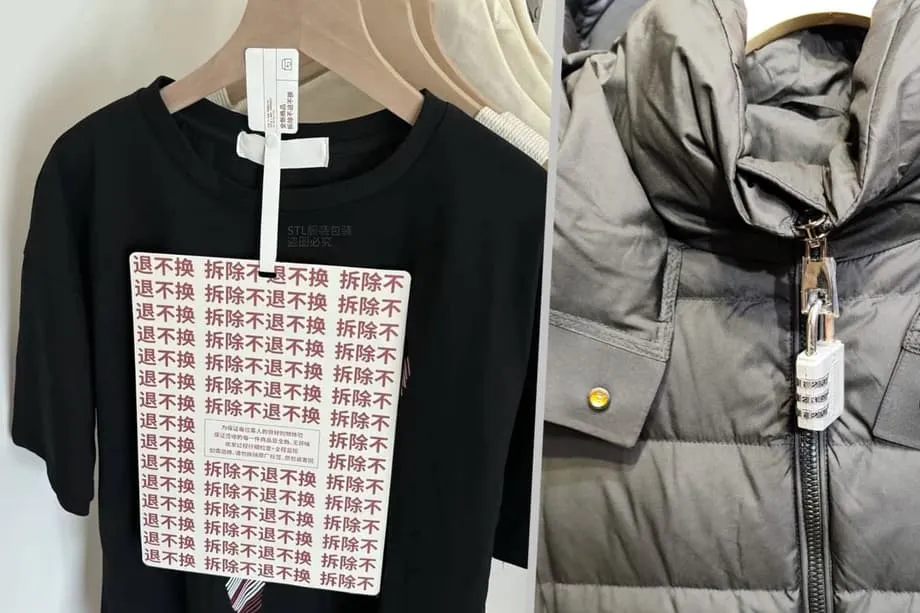 중국 온라인 패션 판매자들, 악용 반품 막으려 대형 택·자물쇠 사용