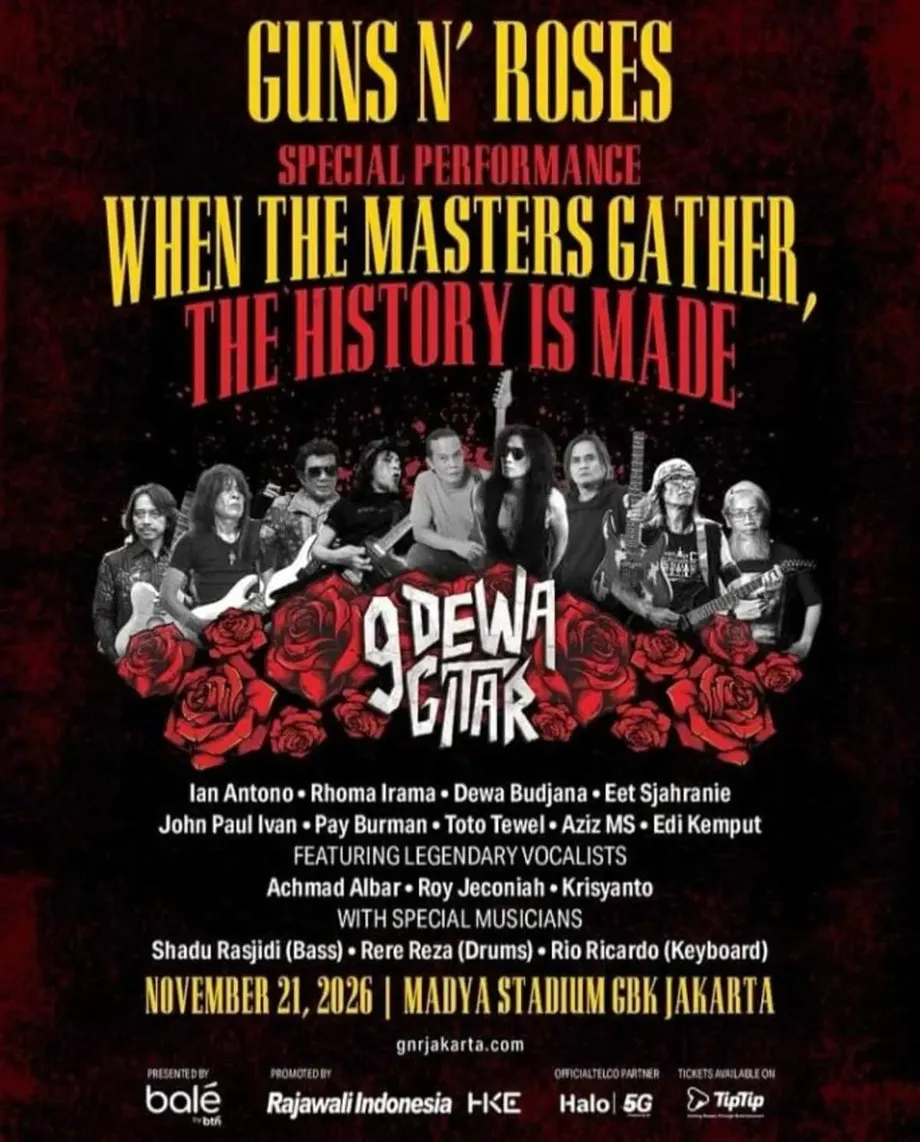 Nine Indonesian Guitar Greats to Open Guns N' Roses Jakarta Concert on November 21